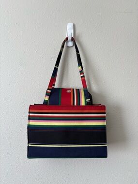 Striped Canvas Tote Bag in Red, Navy & Multicolor